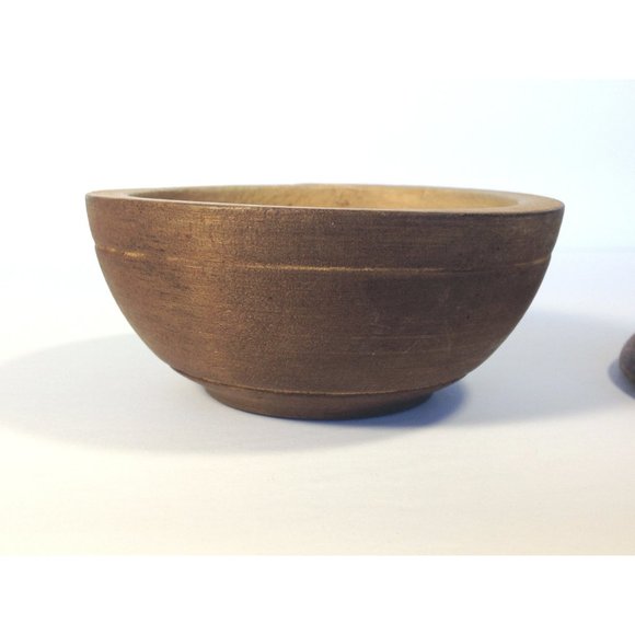 Vintage Wood Shaving Bowl with Lid - Picture 4 of 9